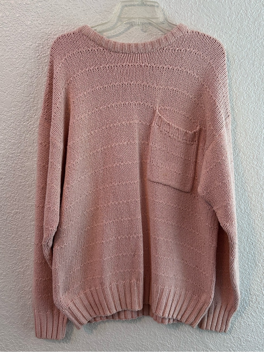 Vintage 100% Silk Knit Sweater Dusty Rose Pink Pocket L Silk Club Comfy Chic